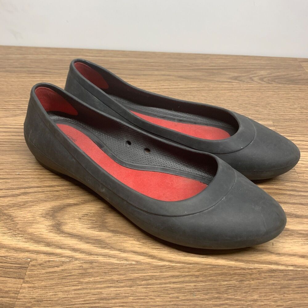 Crocs Lina Womens Ballet Flats Size 8 Black Slip On‎ Closed Toe Comfort Shoes